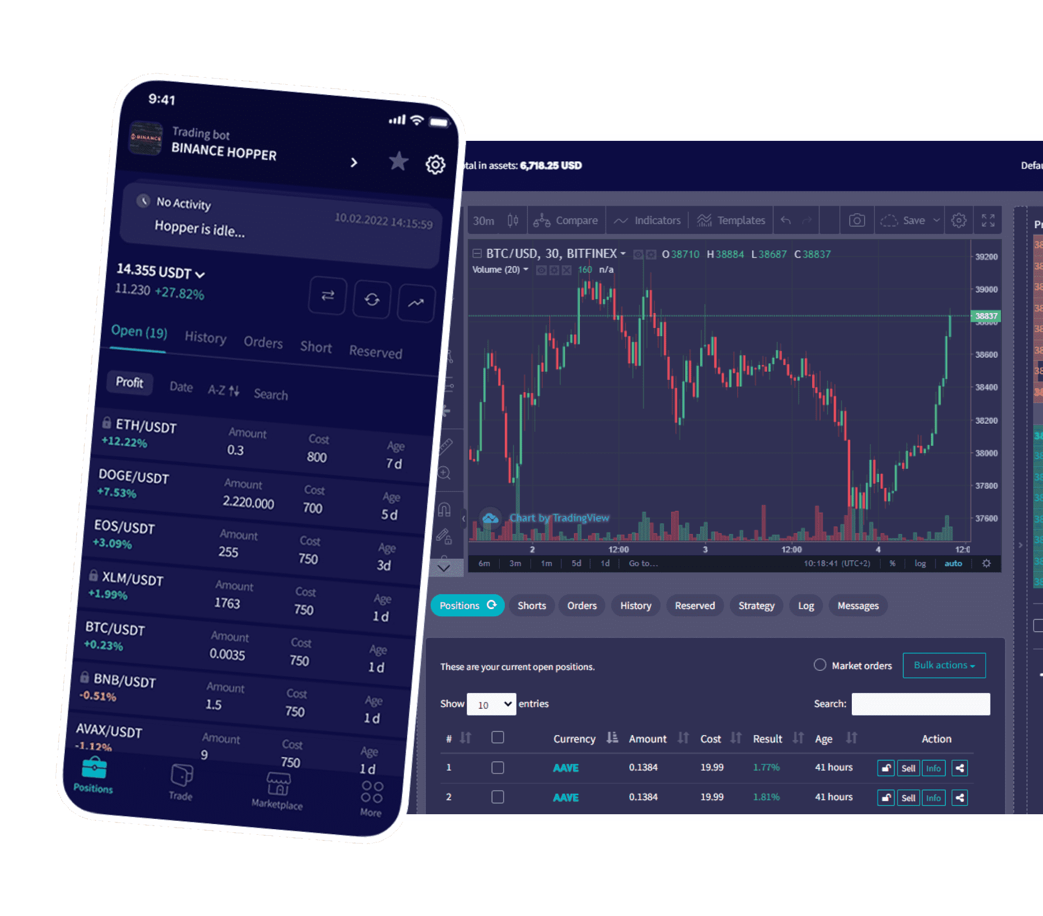 Telefone com painel de controle Cryptohopper