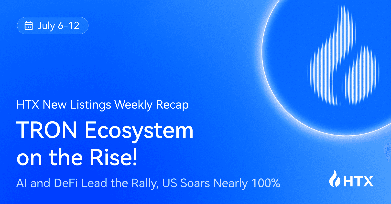 TRON Ecosystem on the Rise! HTX Hot Listings Weekly Recap (July 6-12): AI and DeFi Lead the Rally, US Soars Nearly 100%