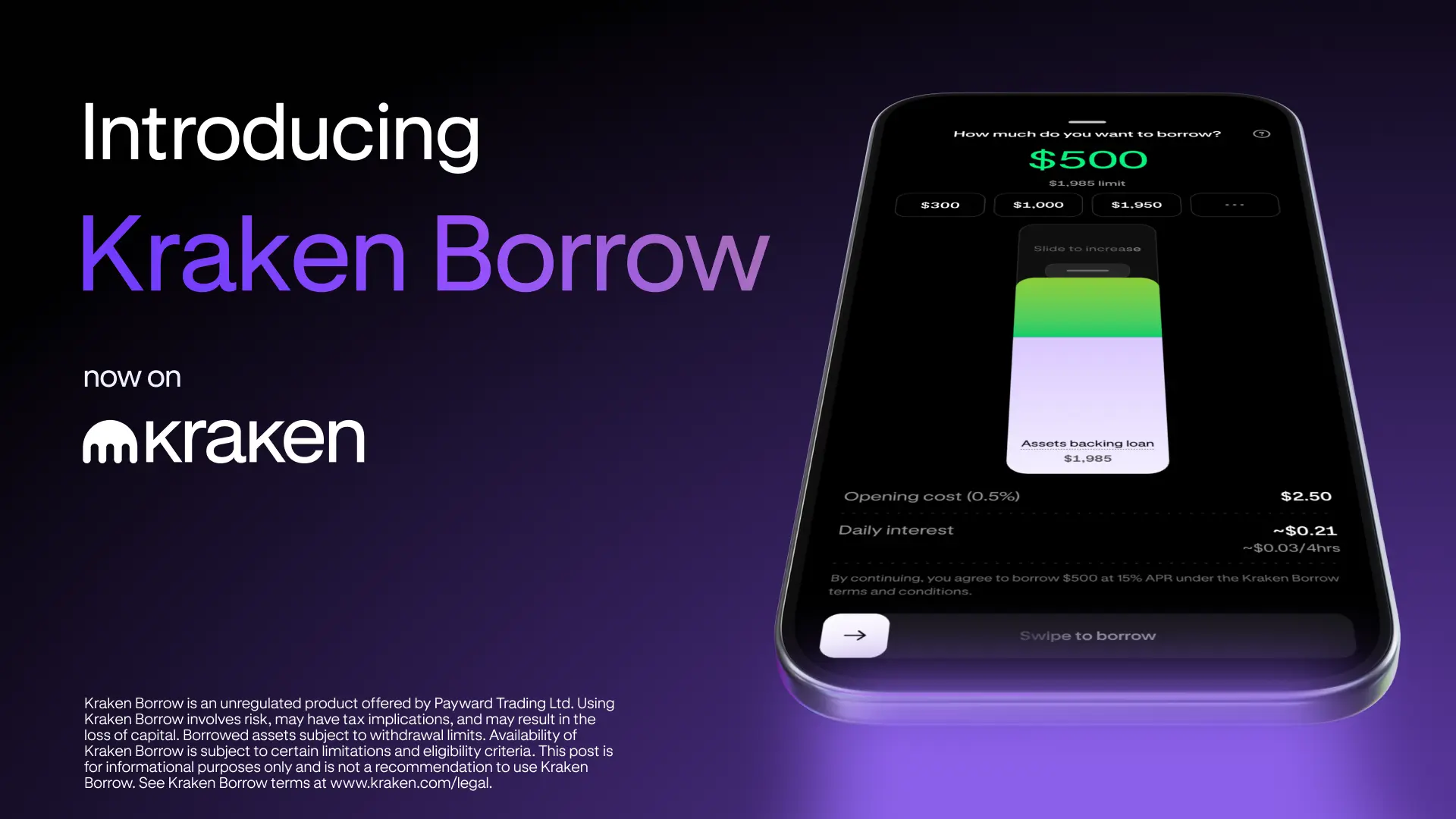 Kraken Borrow: spend more than your cash balance