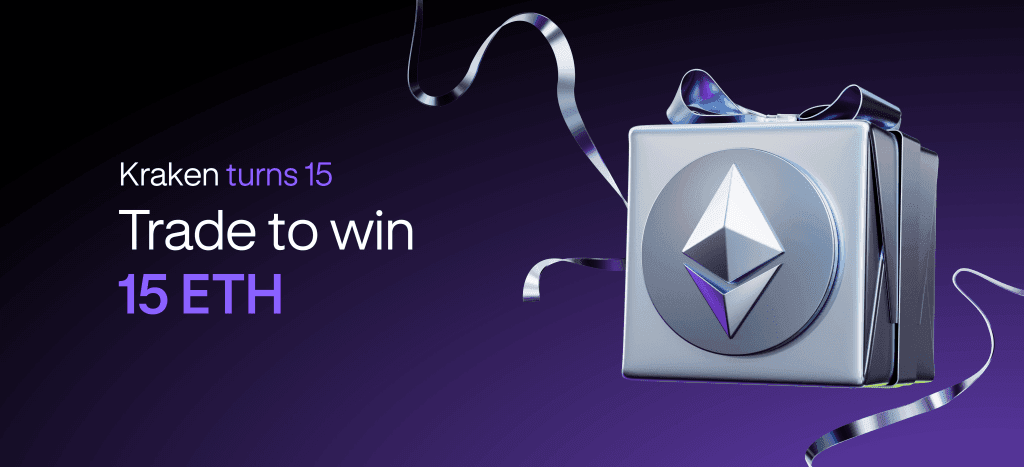 Kraken’s 15th Anniversary Sweepstakes: 15 winners, 15 ETH each