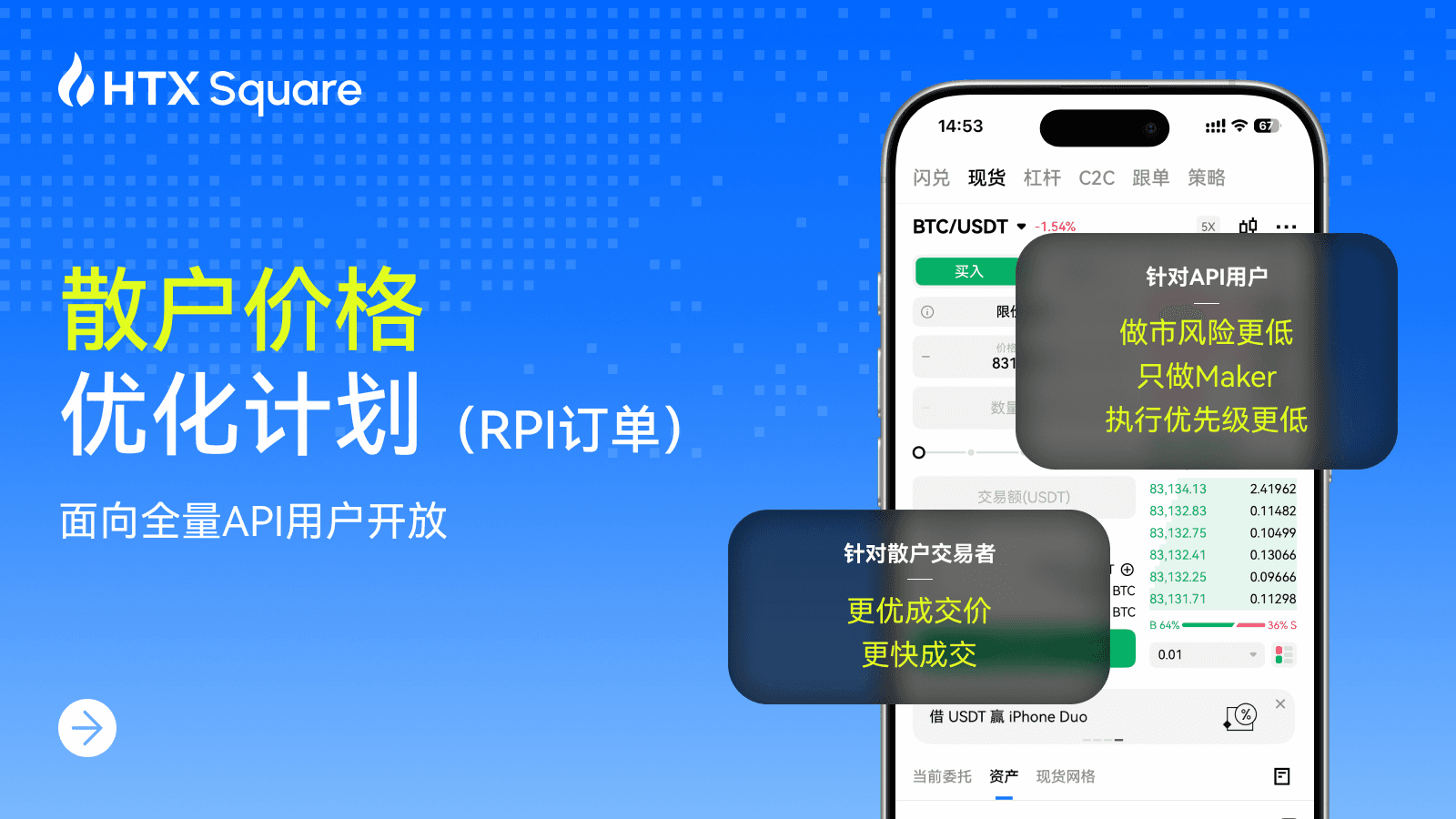 HTX has launched the Retail Price Improvement (RPI) Program for Spot and Margin Trading, now available to all API users